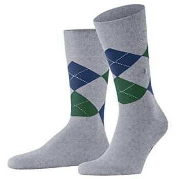 Burlington King Men's Short Socks - Grey Checkered Pattern, Size 40-46