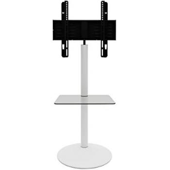 Soporte de TV Cirla Premium con Estante Intermedio Blanco y Vidrio (100 x 55 x 45 cm)