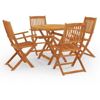 5-Piece Folding Outdoor Dining Set Solid Eucalyptus Wood