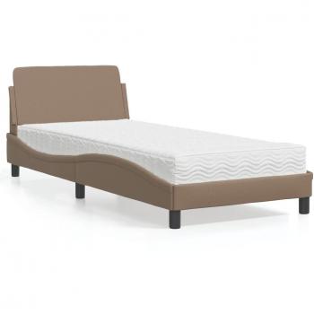 Cama con colchón Cappuccino 90x200 cm en cuero sintético marrón
