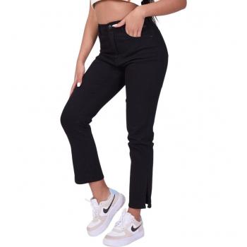 Project X Paris Women's Straight Flared Jeans with Slit - Black, Size XS