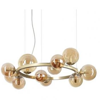 Lámpara de techo colgante Perlage con forma de globo, 11 luces, acabado en latón, tipo de bombilla G9, potencia de 15W y temperatura de color 3000K - Ideal Lux