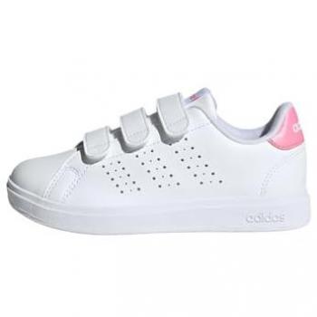 Zapatillas Adidas Advantage Base 2.0 infantiles blancas con detalles en rosa claro, modelo para bebés y niñas, disponible en talla 28 y 31 EU