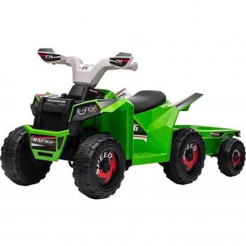HOMCOM Quad Eléctrico para Niños con Remolque a Batería 6V Coche Eléctrico Cuatrimoto para Niños de 18-36 Meses con Velocidad 2,5