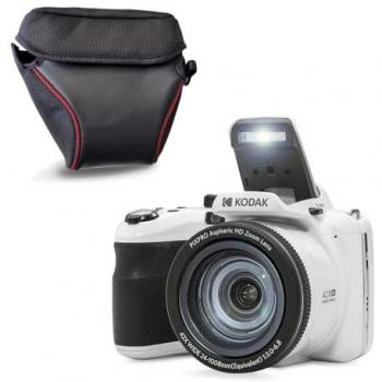 Cámara Digital Kodak Pixpro AZ425 20 MP con Zoom Óptico 42x, Video Full HD, Gran Angular 24 mm, Estabilizador y Pantalla LCD de 3 con Funda de Protección - Blanca