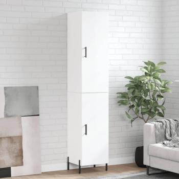 Aparador alto de madera contrachapada blanco brillo 34,5x34x180 cm