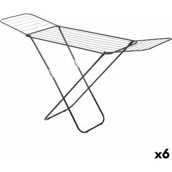 Tendedero Plegable Telescópico Negro 183 x 50,5 x 104 cm (6 Unidades)