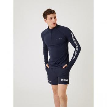 Borg Midlayer Half Zip Navy, L