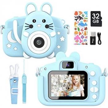 Gofunly Cámara de Fotos Digitales para Niños, 2.0 HD 1080P 20MP Camara de Fotos para Niños, Tarjeta de Memoria de 32GB Selfie Video Cámara Infantil, Regalos Ideales para Niños de 3-12 Años