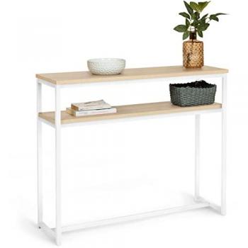 Consola Doble Detroit de Diseño Industrial en Madera y Metal Blanco 100x30x80cm