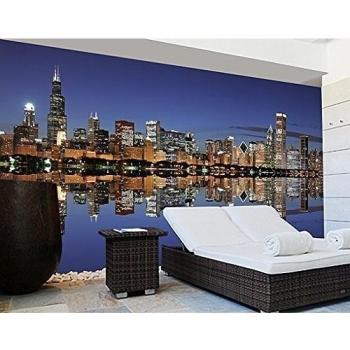 Fotomural adhesivo Chicago Reflection, Dimensione:380cm x 432cm