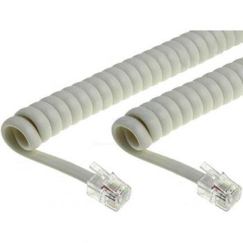 Cable de teléfono RJ09 4P4C en espiral de 2m color marfil