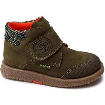 Botines de Niño Pablosky de Piel Verde con Cierre Adherente
