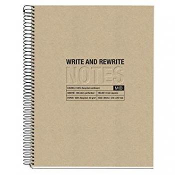 Cuaderno A5 100% Reciclado - Diseño Eco - Cubierta Kraft - Cuadrícula 5 mm - Miquelrius