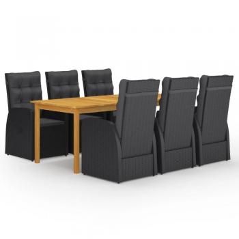 7-Piece Black Garden Dining Set