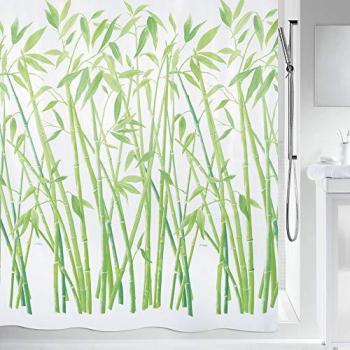 Cortina de ducha Poliéster Bambú 120x200cm Verde Antimanchas y Resistente al Agua
