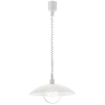 Lámpara Colgante Eglo Alvez Blanca, 1 Bombilla E27, diseño clásico, regulable en altura, fabricada en plástico y cristal transparente, ideal para cocina o mesa de comedor