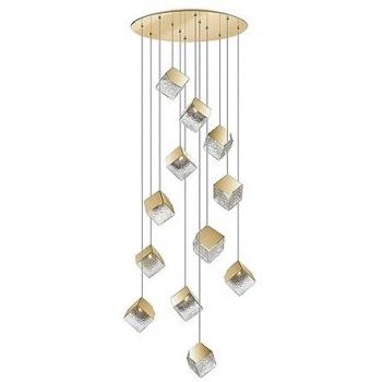 Lámpara Colgante Circular Priscila Schuller 12 Luces Doradas Texturizadas G9