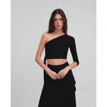 Top asimétrico liso para mujer