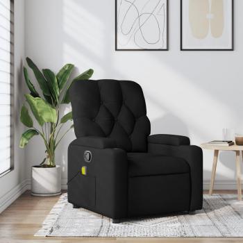 Silla de masaje reclinable negro en tela Vidaxl con función de vibración, diseño ergonómico, reposabrazos acolchados, soporte lumbar ajustable y tapizado en tela suave