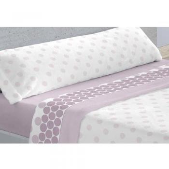Juego de Sábanas 3 Piezas Estampadas en Microfibra - Tacto Ligero y Extrasuave - Círculo Rosa para Cama de 135 cm - Ideal Primavera Verano
