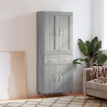 Aparador alto de madera contrachapada gris Sonoma 69,5x34x180 cm