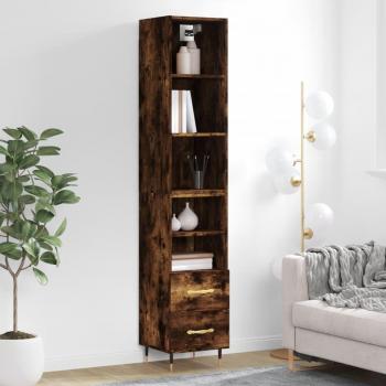 Aparador de madera contrachapada roble ahumado 34,5x34x180 cm vidaXL