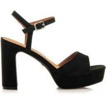 Sandalias de tacón mujer 68425 negro con cierre hebilla y puntera redonda