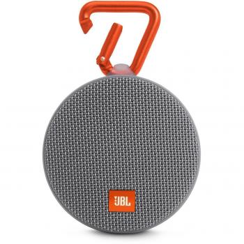JBL Clip 2 - Altavoz Bluetooth Portátil Resistencia al Agua con Batería Recargable, Sistema Manos Libres y Cable de audio de 3,5 mm Integrado - Gris