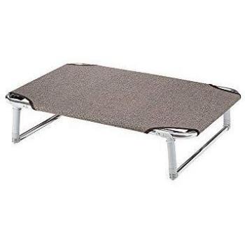 Feplast Cama elevada Plegable para Perros Dream 80, Cama elevada con una sólida Estructura de Aluminio con elásticos Reforzados, Tela de Tejido, 84 x 54 x h 7 cm Tórtola, Negro