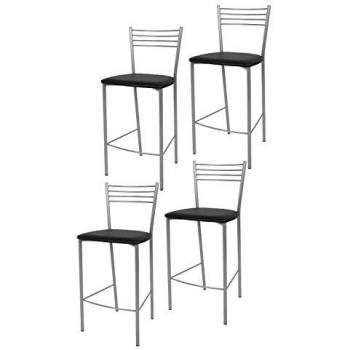 Set 4 Taburetes Elegance en Acero Aluminio con Asiento de Polipiel Moka