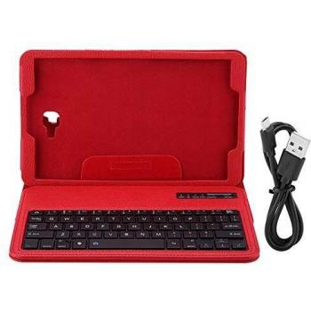 Zerone Funda con Teclado para Samsung Tab A 10.1 T580, 3 en 1 PU Funda Protectora con Teclado Bluetooth inalámbrico