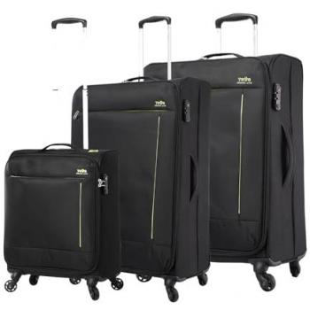Totto Juego de Maletas Trolley Negras Travel Lite - Tres Medidas de Maletas - Ruedas 360 - Seguridad TSA - Forro de poliéster
