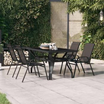 Mesa de jardín negra 140x70x70 cm en acero y vidrio