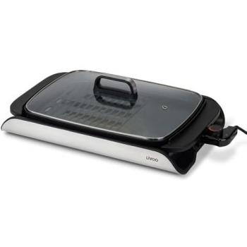 Plancha Grill Eléctrica Livoo DOC321 con Cubre, 2000W, 40x30 cm