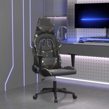 Silla gaming de masaje cuero sintético negro y camuflaje vidaXL