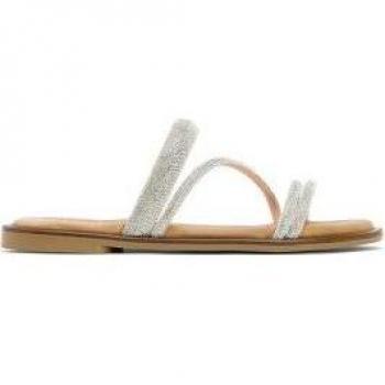 Sandalias planas de piel plateadas Caitlin