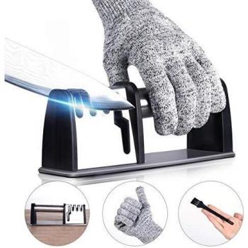 Cyelk Afilador de Cuchillos Profesional, 4 Etapas Knife Sharpener, 4 en 1 Afilador de Cocina Manual, para Cuchillos y Tijeras