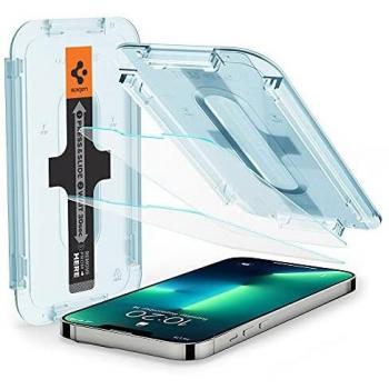 Protector de Pantalla de Vidrio Templado Spigen Glas.tR EZ Fit para iPhone 13/13 Pro/14 - 2 Unidades, Transparente, Resistencia 9H