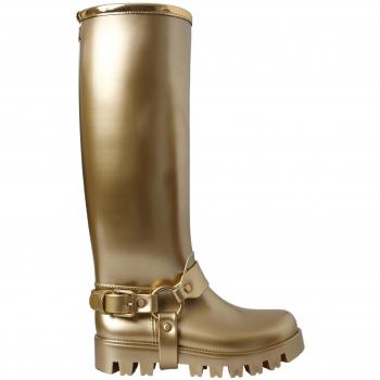 Dolce & Gabbana Metallic Gold Rubber PVC Rain Boots, Stylish Finish, Female, Yellow, Sizes: EU39/US8.5, 4 UK, 6 UK, 9 US