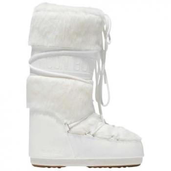 Moon Boot Women's Faux Fur Winter Snow Shoes - White, Size 5 US (35-38 EU)