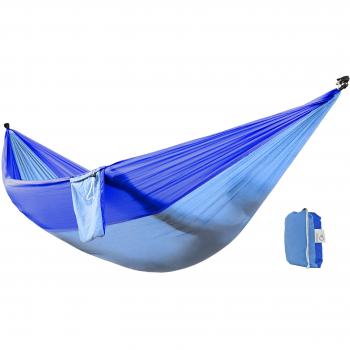 zoophyter doble Camping hamaca, alta calidad tela de Nylon paracaídas, perfecto para parque, viajes, playa y al aire libre, con libre hamaca cuerda & acero mosquetones, DarkBlue & Blue