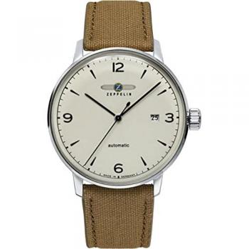 Zeppelin LZ-129 Hindenburg Automatic Men's Watch with Recycled Fishnet Plastic Strap and Beige Dial 80645N