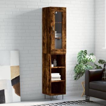Aparador de madera contrachapada roble ahumado 34,5x34x180 cm VidaXL Marrón