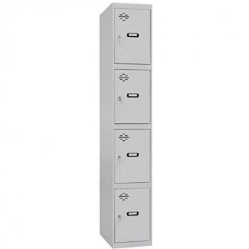 Casillero profesional montado 1 cuerpo 4 puertas cada uno Gris/Gris Simonrack 1800x400x500 mms - Casillero para vestuario - casillero metálico - Casillero para colegio - Se entrega montado