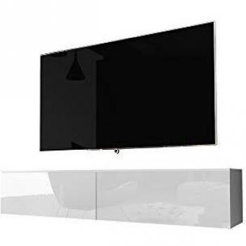 Mueble de TV Kane - 140 cm - Blanco Mate / Blanco Brillo - Moderno y Versátil