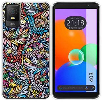 Funda Silicona Transparente Gel TPU Personalizada con Diseño de Flores para TCL 403