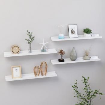 vidaXL Wall Shelves 4 pcs High Gloss White 60x9x3 cm