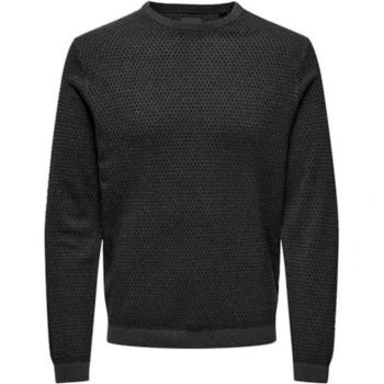 Jersey de hombre ONLY & SONS Tapa Regular 12 StrucCrew en gris oscuro melange