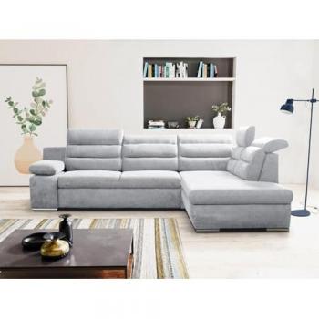 Sofá cama rinconero de tela PYLOS - Gris claro - Ángulo derecho